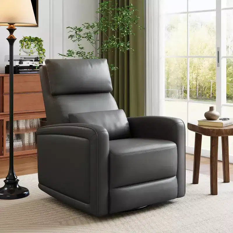 Manual Reclinder, 360 Swivel Sofa Rocker, Faux Leather Single Sofa, Modern Wingback Recliner, with Ergonomic Backrest, for Living Room