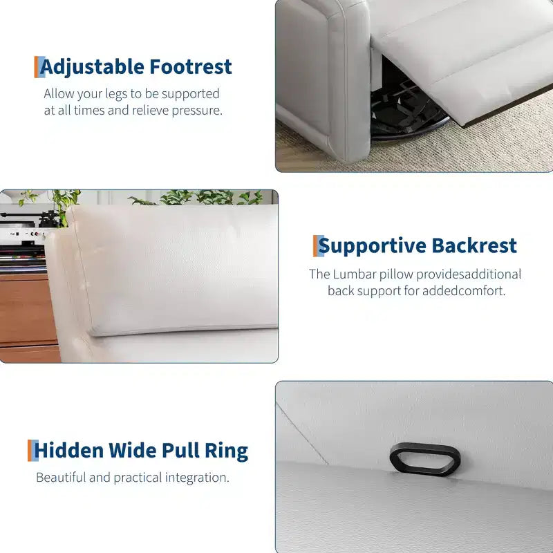 Manual Reclinder, 360 Swivel Sofa Rocker, Faux Leather Single Sofa, Modern Wingback Recliner, with Ergonomic Backrest, for Living Room
