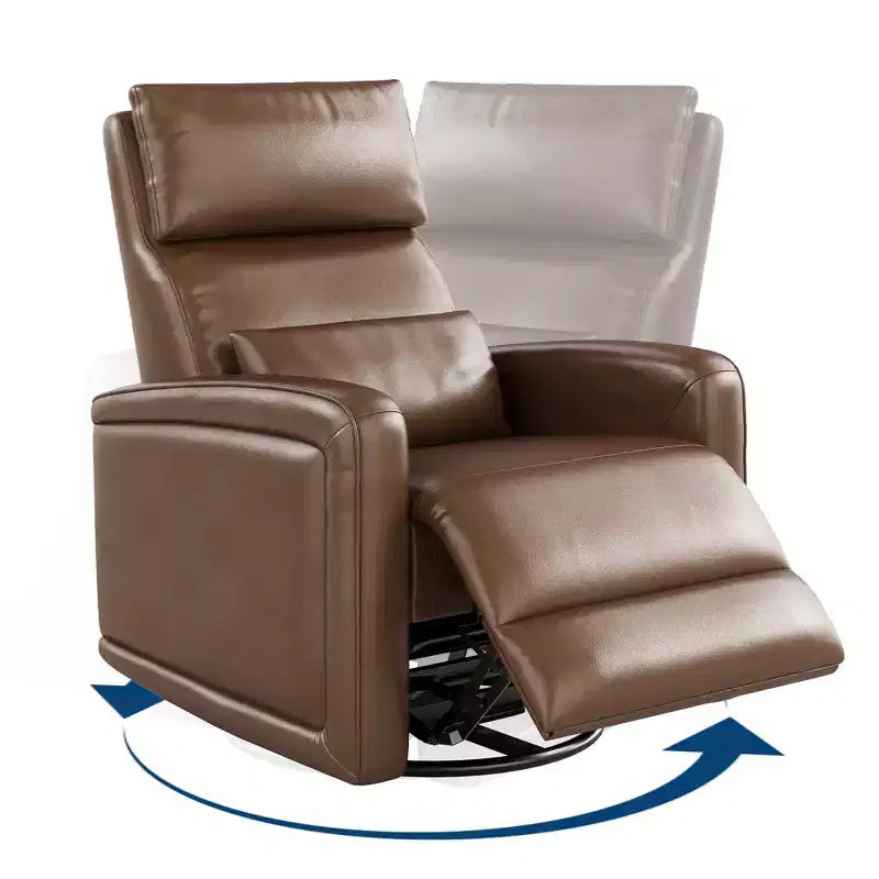 Manual Reclinder, 360 Swivel Sofa Rocker, Faux Leather Single Sofa, Modern Wingback Recliner, with Ergonomic Backrest, for Living Room