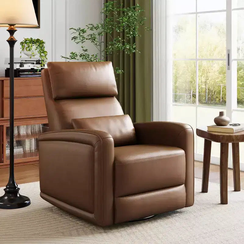 Manual Reclinder, 360 Swivel Sofa Rocker, Faux Leather Single Sofa, Modern Wingback Recliner, with Ergonomic Backrest, for Living Room