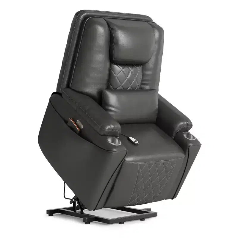 Lift Recliner Chair Sofa, PU Leather Reclining, 3 Adjustable Positions, Side Storage Pockets and Cup Holders, Power Lift Chair, for Living Room