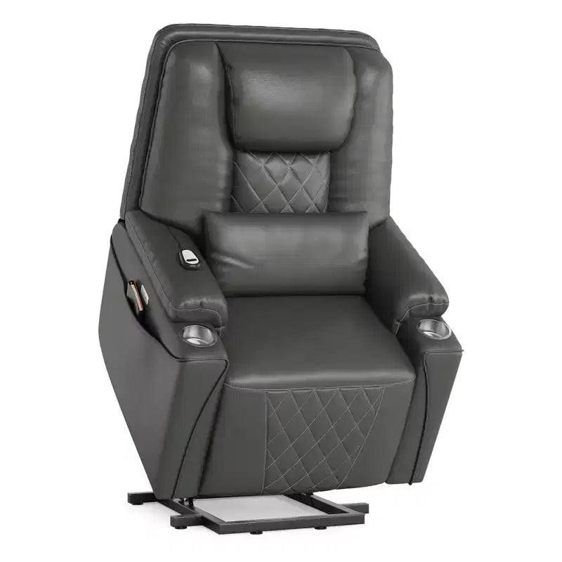 Lift Recliner Chair Sofa, PU Leather Reclining, 3 Adjustable Positions, Side Storage Pockets and Cup Holders, Power Lift Chair, for Living Room