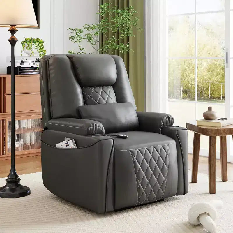 Lift Recliner Chair Sofa, PU Leather Reclining, 3 Adjustable Positions, Side Storage Pockets and Cup Holders, Power Lift Chair, for Living Room