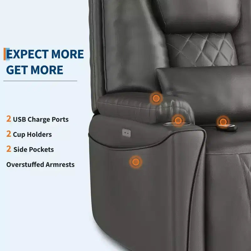 Lift Recliner Chair Sofa, PU Leather Reclining, 3 Adjustable Positions, Side Storage Pockets and Cup Holders, Power Lift Chair, for Living Room
