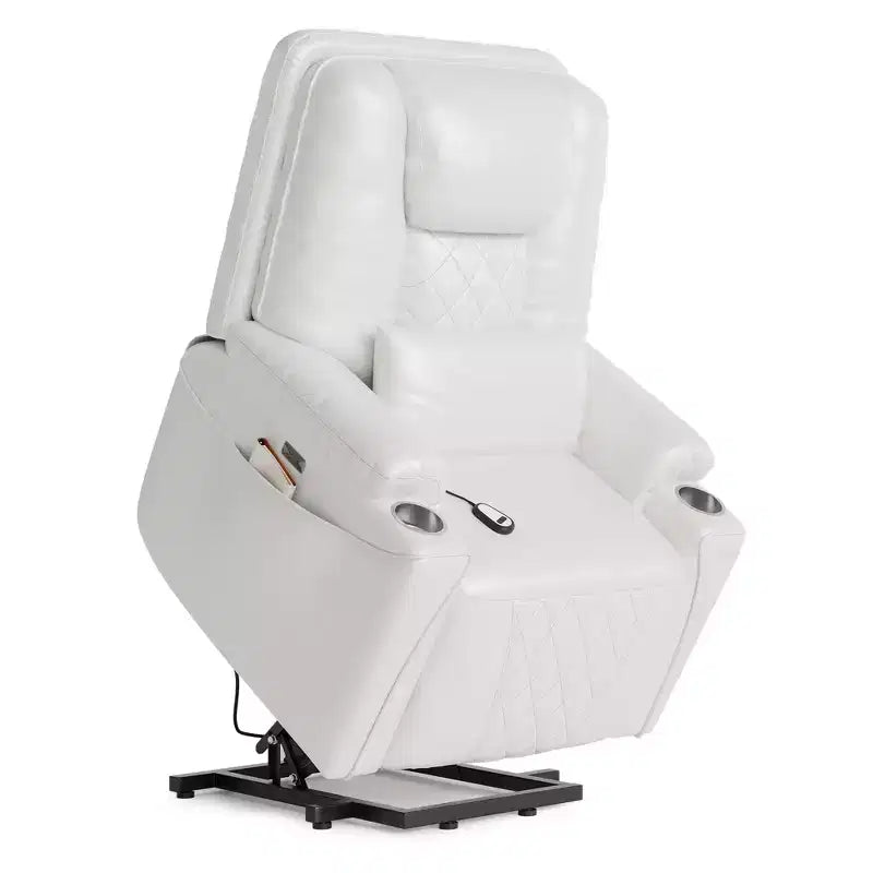 Lift Recliner Chair Sofa, PU Leather Reclining, 3 Adjustable Positions, Side Storage Pockets and Cup Holders, Power Lift Chair, for Living Room