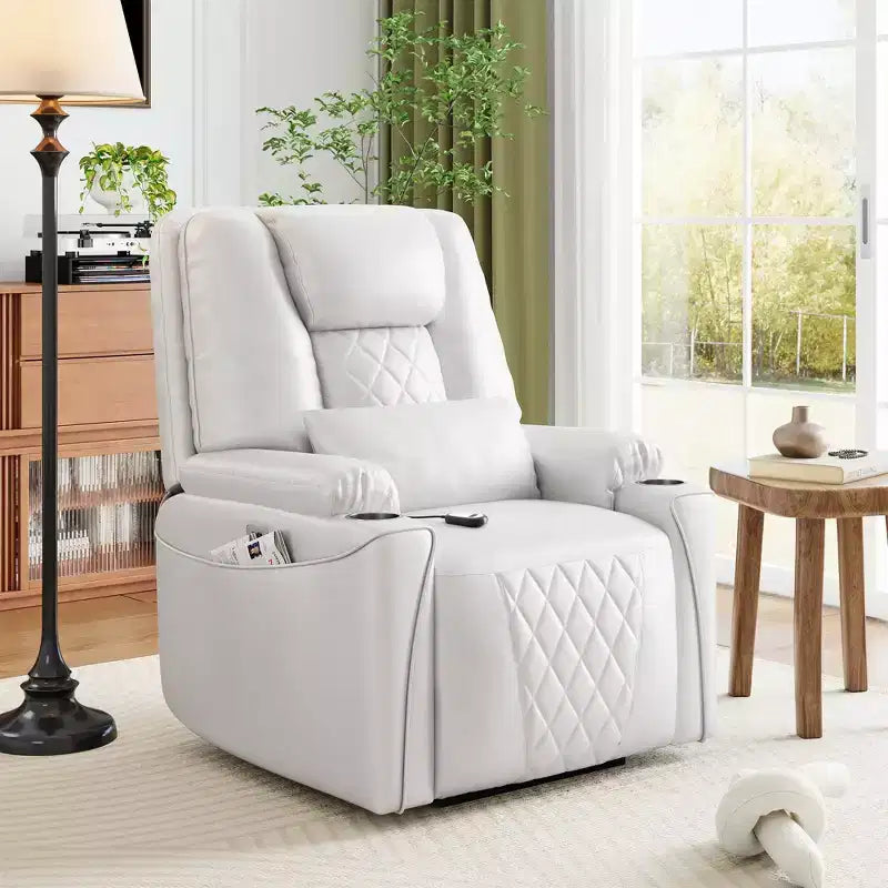 Lift Recliner Chair Sofa, PU Leather Reclining, 3 Adjustable Positions, Side Storage Pockets and Cup Holders, Power Lift Chair, for Living Room