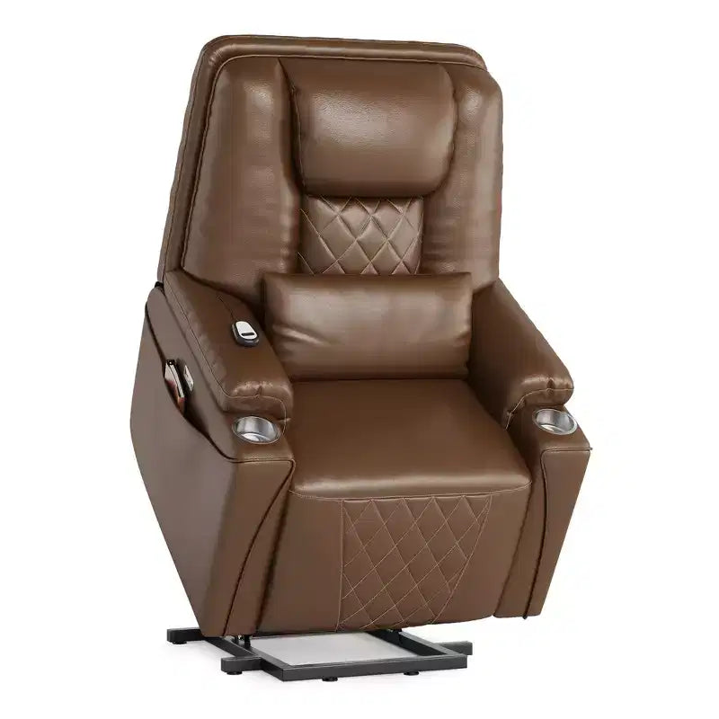 Lift Recliner Chair Sofa, PU Leather Reclining, 3 Adjustable Positions, Side Storage Pockets and Cup Holders, Power Lift Chair, for Living Room