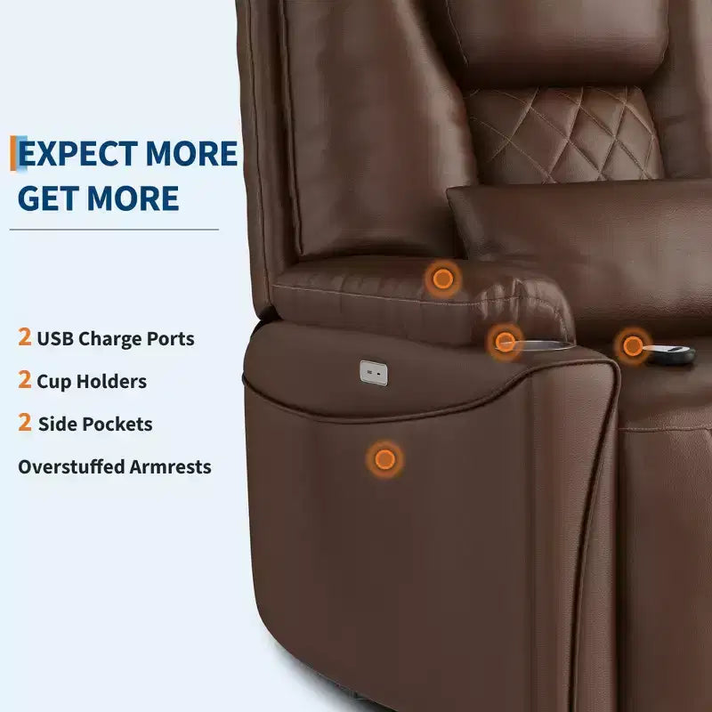 Lift Recliner Chair Sofa, PU Leather Reclining, 3 Adjustable Positions, Side Storage Pockets and Cup Holders, Power Lift Chair, for Living Room
