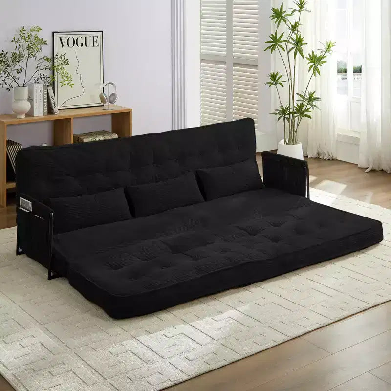 Mjkone Muti-Functional Folding Futon Sofa Bed Floor Sofa Bed3-Seater Lazy Sofa with Pillows,6 Position Adjustable Backrest