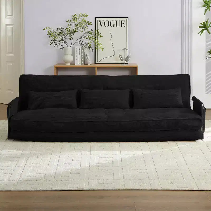 Mjkone Muti-Functional Folding Futon Sofa Bed Floor Sofa Bed3-Seater Lazy Sofa with Pillows,6 Position Adjustable Backrest
