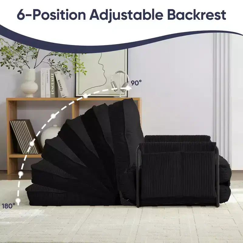 Mjkone Muti-Functional Folding Futon Sofa Bed Floor Sofa Bed3-Seater Lazy Sofa with Pillows,6 Position Adjustable Backrest