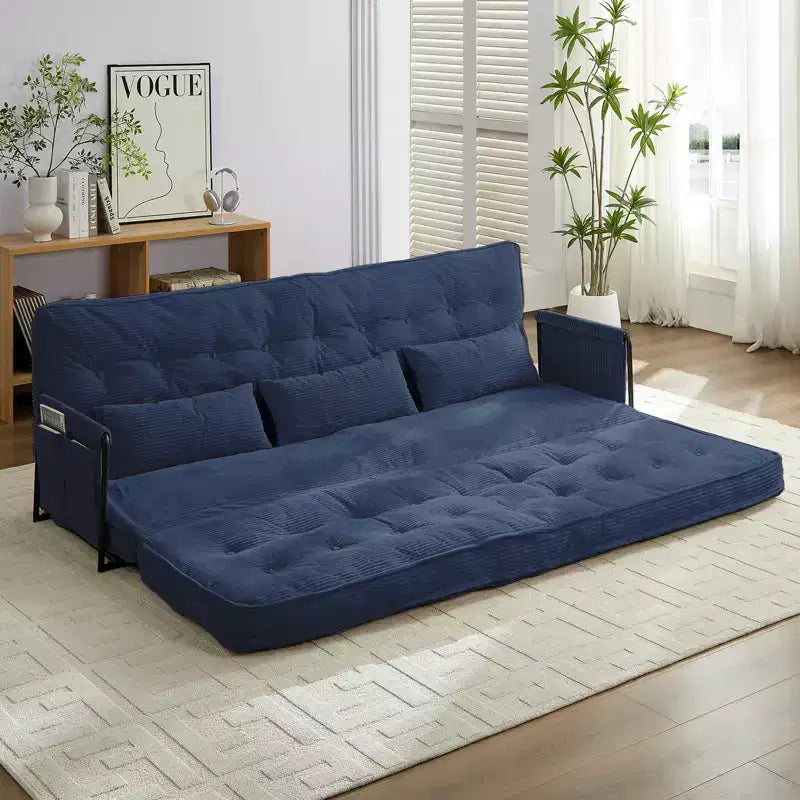 Mjkone Muti-Functional Folding Futon Sofa Bed Floor Sofa Bed3-Seater Lazy Sofa with Pillows,6 Position Adjustable Backrest