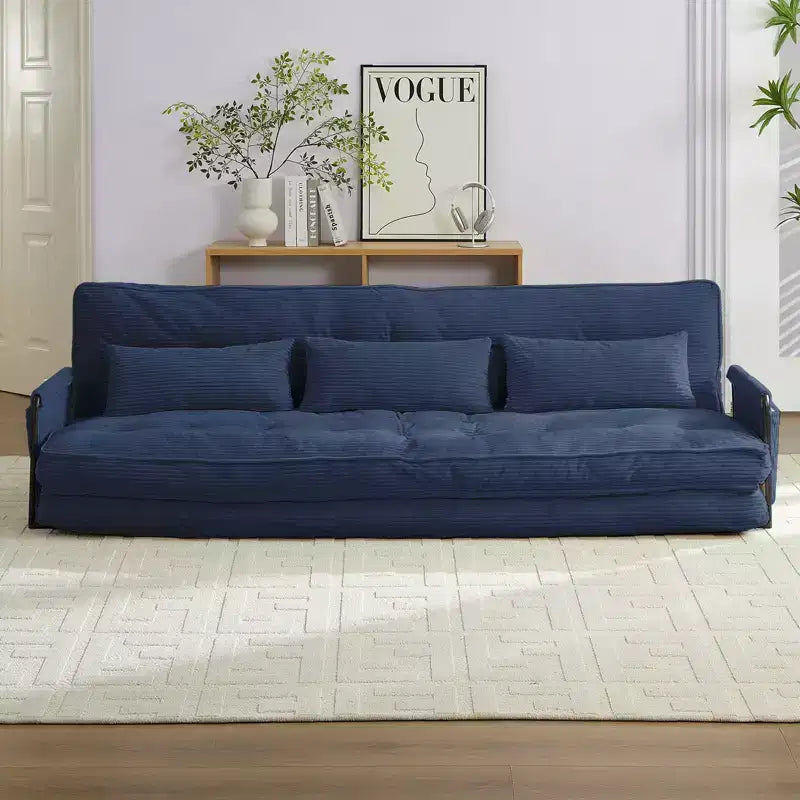 Mjkone Muti-Functional Folding Futon Sofa Bed Floor Sofa Bed3-Seater Lazy Sofa with Pillows,6 Position Adjustable Backrest