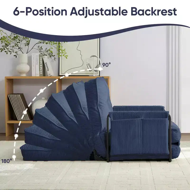 Mjkone Muti-Functional Folding Futon Sofa Bed Floor Sofa Bed3-Seater Lazy Sofa with Pillows,6 Position Adjustable Backrest