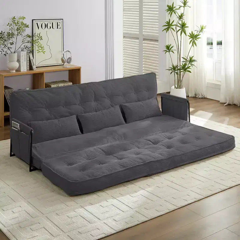 Mjkone Muti-Functional Folding Futon Sofa Bed Floor Sofa Bed3-Seater Lazy Sofa with Pillows,6 Position Adjustable Backrest