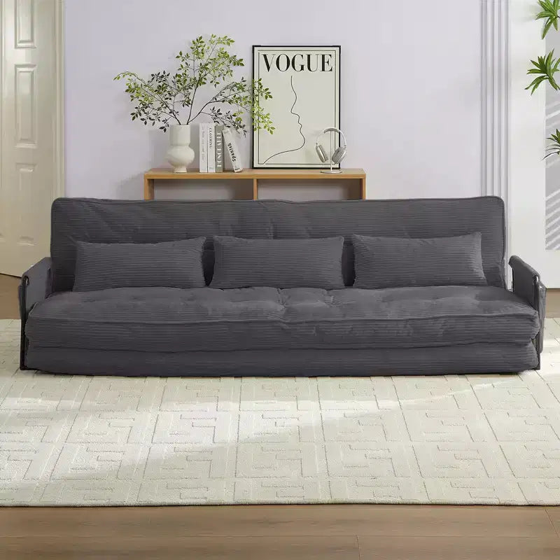 Mjkone Muti-Functional Folding Futon Sofa Bed Floor Sofa Bed3-Seater Lazy Sofa with Pillows,6 Position Adjustable Backrest
