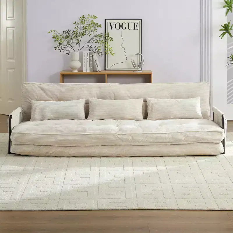 Mjkone Muti-Functional Folding Futon Sofa Bed Floor Sofa Bed3-Seater Lazy Sofa with Pillows,6 Position Adjustable Backrest