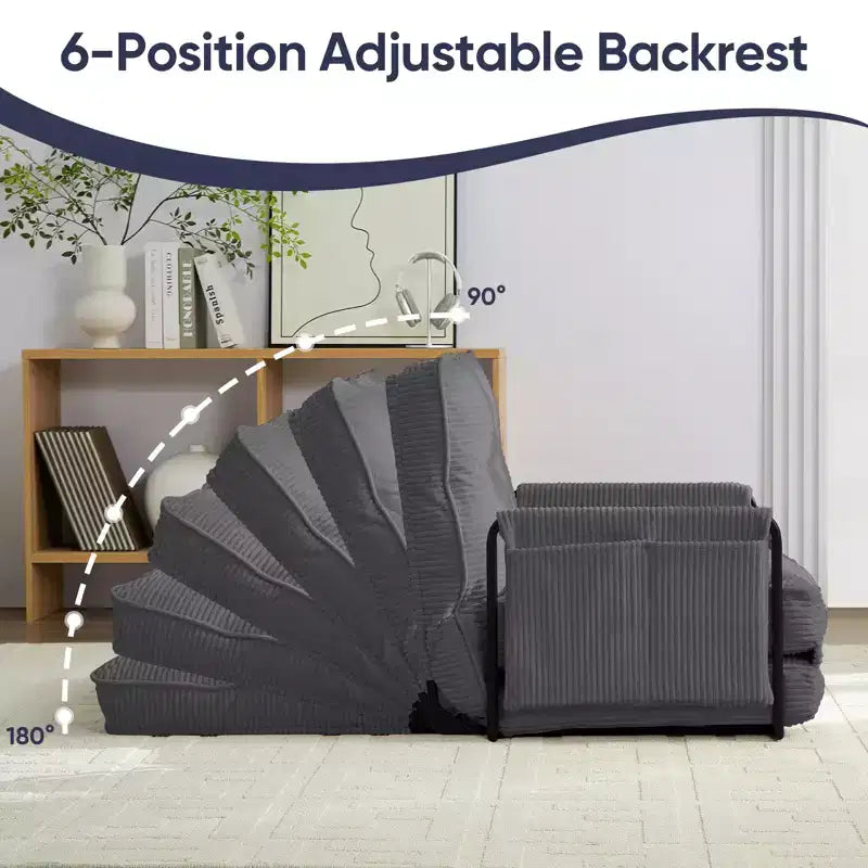 Mjkone Muti-Functional Folding Futon Sofa Bed Floor Sofa Bed3-Seater Lazy Sofa with Pillows,6 Position Adjustable Backrest