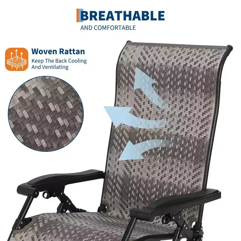 1 Silla reclinable plegable de ratán para patio, silla de salón ajustable y portátil, estructura de tubo de hierro, muebles cómodos para exteriores, para interiores, junto a la piscina