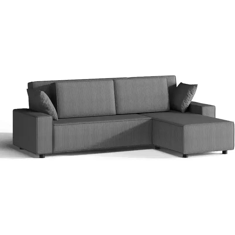96 Inches Stripe Corduroy Sectional Sofa, Modern L Shaped Oversized Sectional Sofa, for Living Room, Apartment, Studio