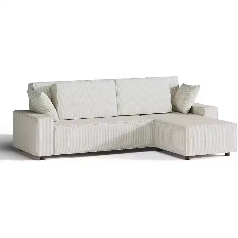 96 Inches Stripe Corduroy Sectional Sofa, Modern L Shaped Oversized Sectional Sofa, for Living Room, Apartment, Studio