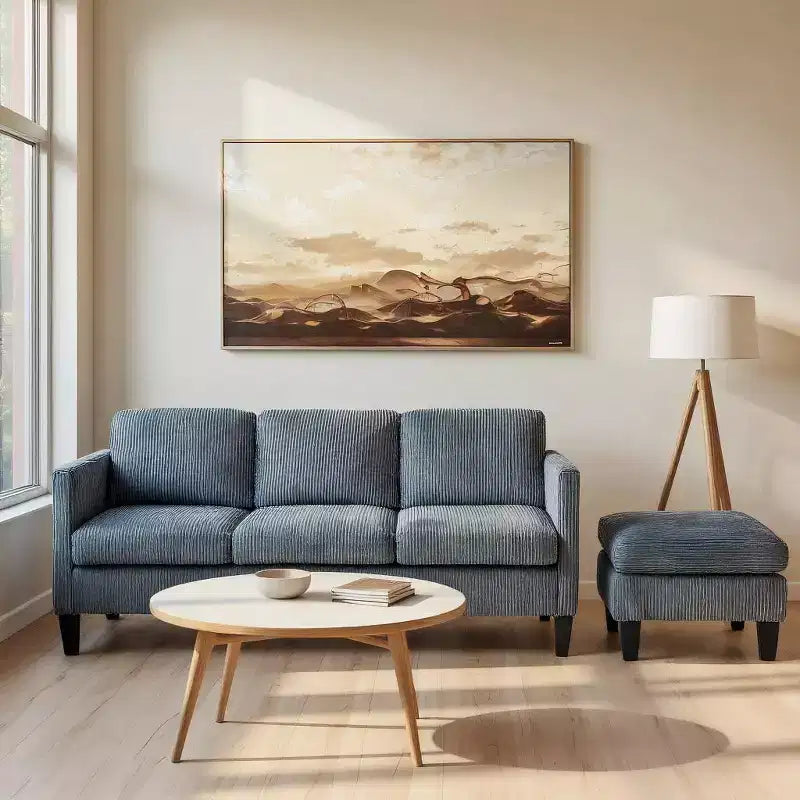 MAYEERTY L Shaped Sofa with Padded Corduroy Modern Luxury Appearance for Living Room Gray
