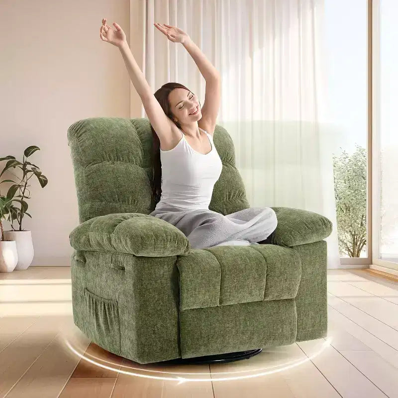 Rocking Recliner Chair, 360 Swivel Rocker Chair, Lazy Boy Recliner Single Sofa, Side Pockets, for Living Room, Small Spaces