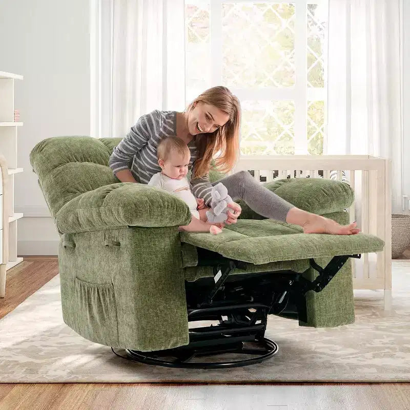 Rocking Recliner Chair, 360 Swivel Rocker Chair, Lazy Boy Recliner Single Sofa, Side Pockets, for Living Room, Small Spaces
