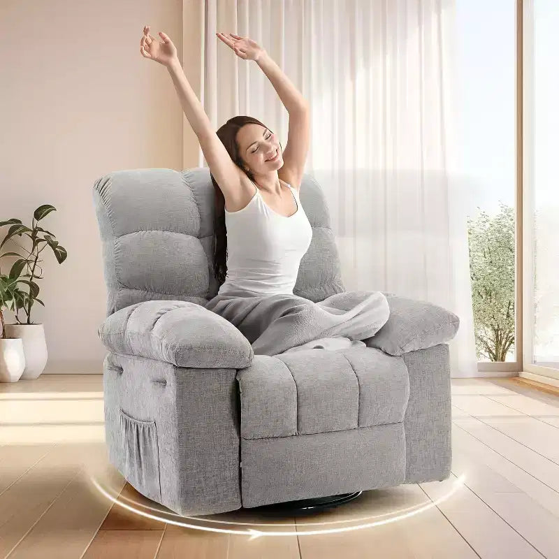 Rocking Recliner Chair, 360 Swivel Rocker Chair, Lazy Boy Recliner Single Sofa, Side Pockets, for Living Room, Small Spaces