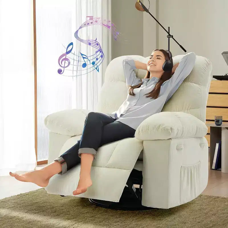 Rocking Recliner Chair, 360 Swivel Rocker Chair, Lazy Boy Recliner Single Sofa, Side Pockets, for Living Room, Small Spaces
