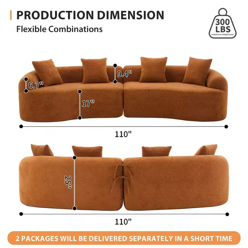 Whisen 110 Modular Sectional Sofa with Full Compression