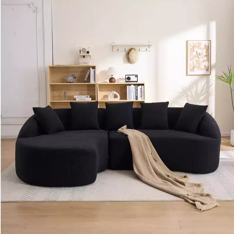 Whisen L-Shaped Sponge Sectional Sofa Set Compressed Couch No Assembly Required Sofa in a Box, Boxed Sofa with Curved Chaise