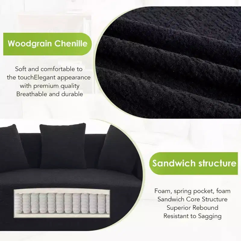 Whisen L-Shaped Sponge Sectional Sofa Set Compressed Couch No Assembly Required Sofa in a Box, Boxed Sofa with Curved Chaise
