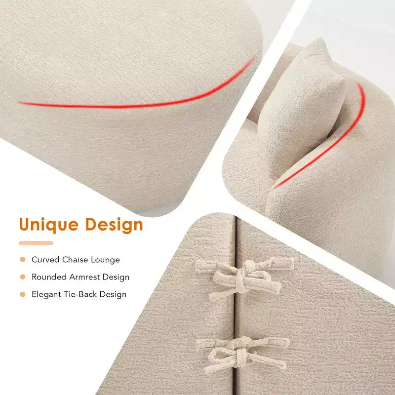 Whisen L-Shaped Sponge Sectional Sofa Set Compressed Couch No Assembly Required Sofa in a Box, Boxed Sofa with Curved Chaise