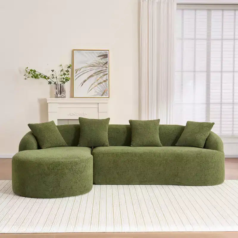 Whisen L-Shaped Sponge Sectional Sofa Set Compressed Couch No Assembly Required Sofa in a Box, Boxed Sofa with Curved Chaise