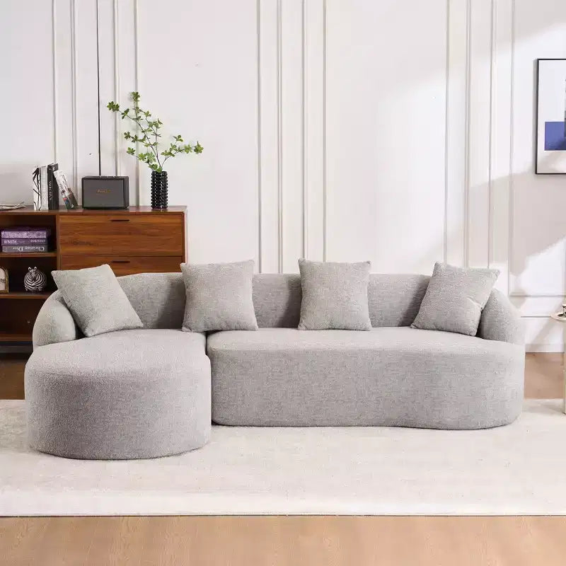 Whisen L-Shaped Sponge Sectional Sofa Set Compressed Couch No Assembly Required Sofa in a Box, Boxed Sofa with Curved Chaise