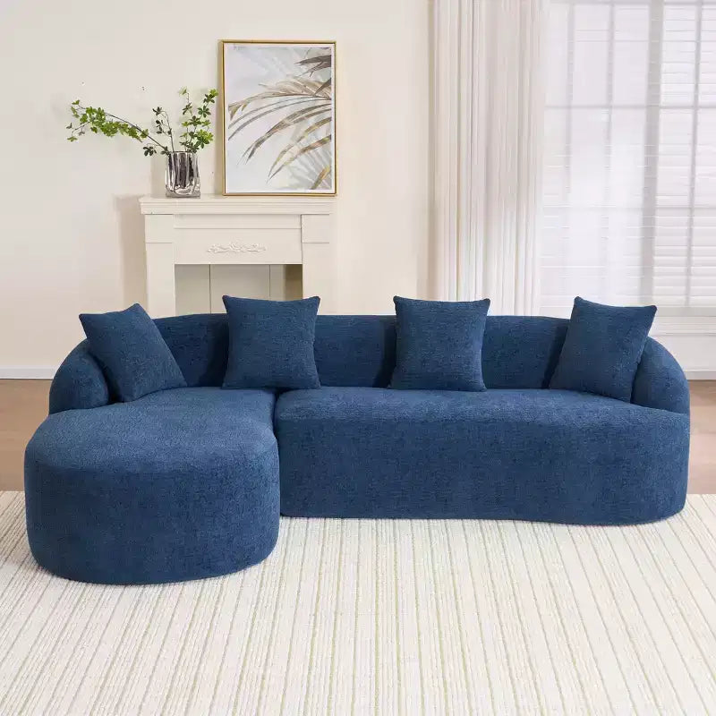 Whisen L-Shaped Sponge Sectional Sofa Set Compressed Couch No Assembly Required Sofa in a Box, Boxed Sofa with Curved Chaise