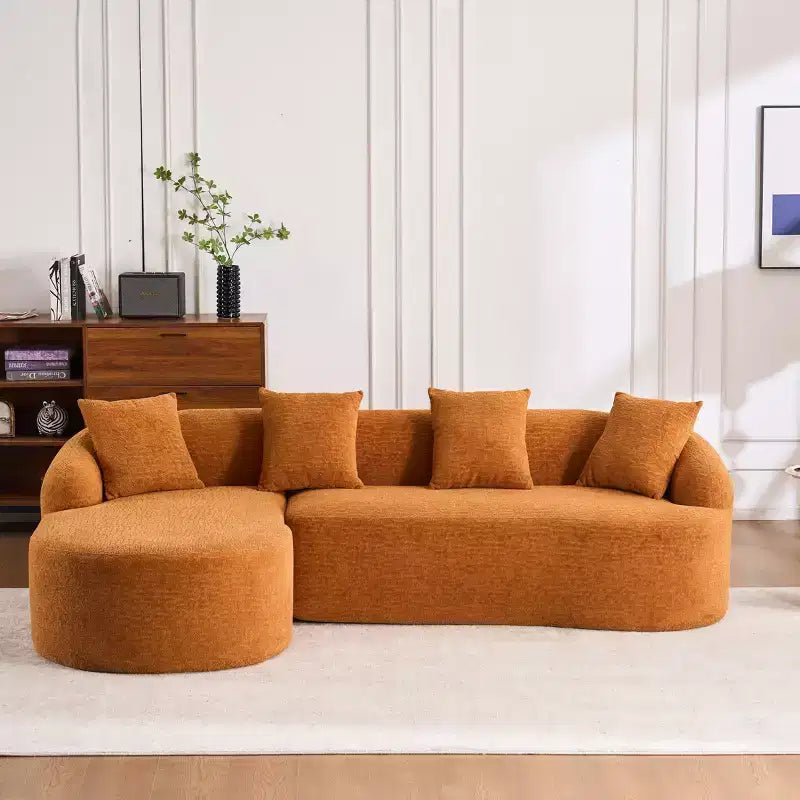 Whisen L-Shaped Sponge Sectional Sofa Set Compressed Couch No Assembly Required Sofa in a Box, Boxed Sofa with Curved Chaise