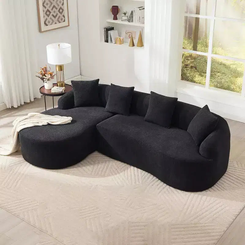 Whisen Canapé modulable d'angle avec éponge compressible, aucun assemblage requis, canapé en boîte avec méridienne incurvée