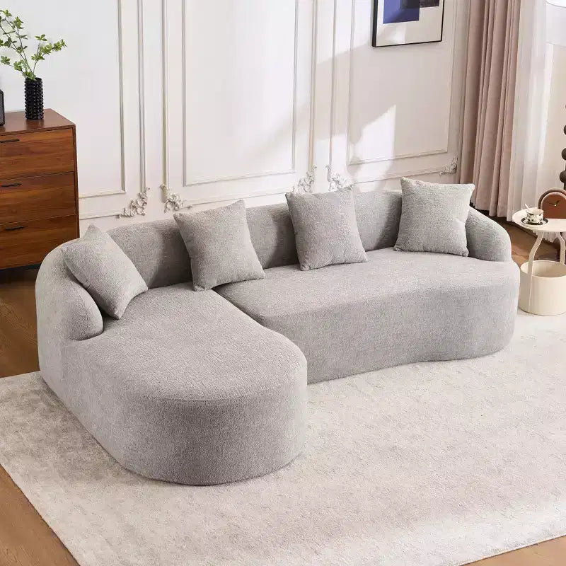 Whisen Canapé modulable d'angle avec éponge compressible, aucun assemblage requis, canapé en boîte avec méridienne incurvée