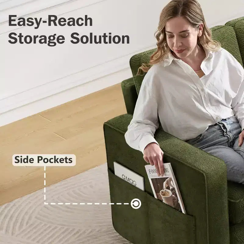 Dyonery 2 in 1 Pull Out Couch with Reversible Storage Chaise for Room 81Sectional L-Shaped Couch Sofa Sleeper with Side Pockets