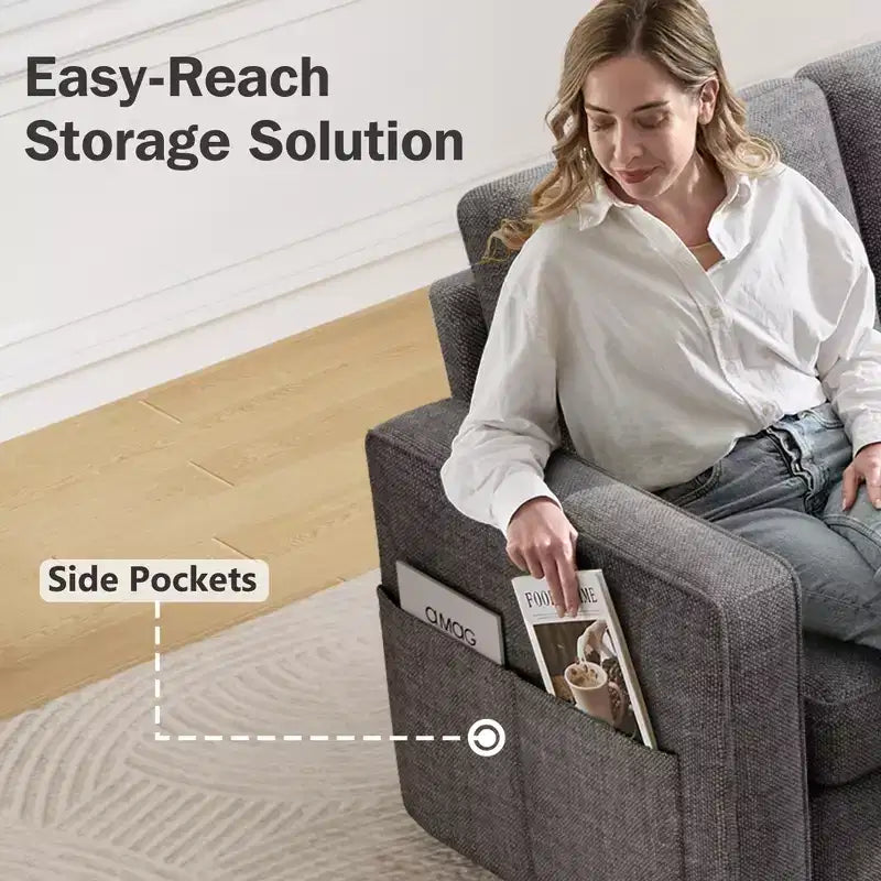 Dyonery 2 in 1 Pull Out Couch with Reversible Storage Chaise for Room 81Sectional L-Shaped Couch Sofa Sleeper with Side Pockets