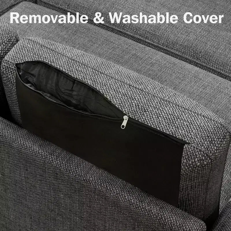 Dyonery 2 in 1 Pull Out Couch with Reversible Storage Chaise for Room 81Sectional L-Shaped Couch Sofa Sleeper with Side Pockets