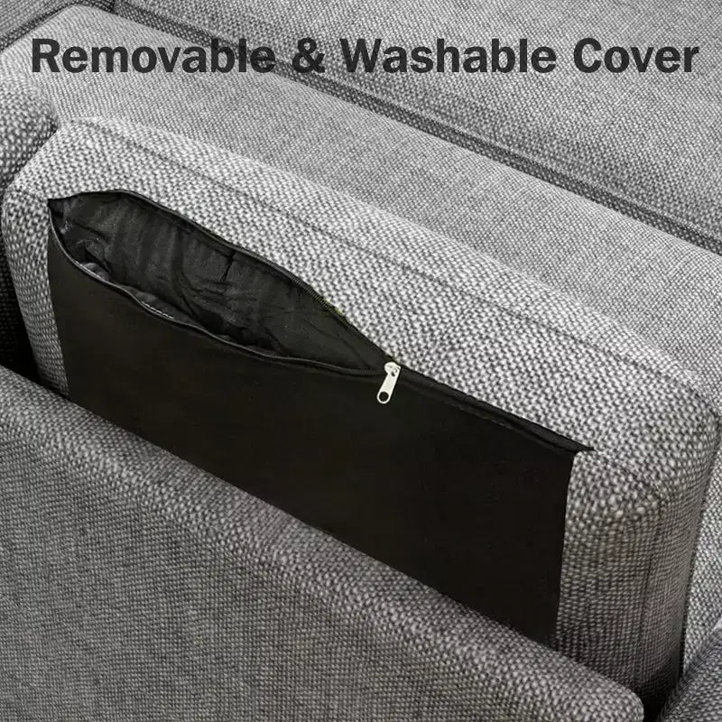 Dyonery 2 in 1 Pull Out Couch with Reversible Storage Chaise for Room 81Sectional L-Shaped Couch Sofa Sleeper with Side Pockets