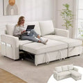 Dyonery 2 in 1 Pull Out Couch with Reversible Storage Chaise for Room 81Sectional L-Shaped Couch Sofa Sleeper with Side Pockets