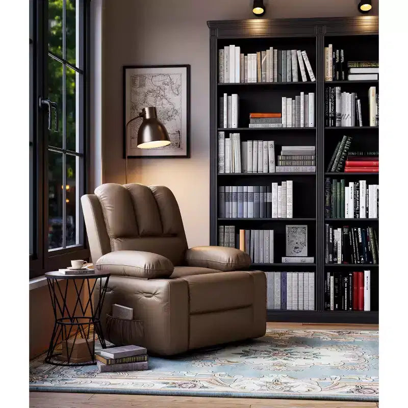 Oversized Recliner Chairs with Heat and Massage - Swivel Lazy Recliner Chair for Adults- Manual Chair with Cup Holder, Bedrooms and Nurseries