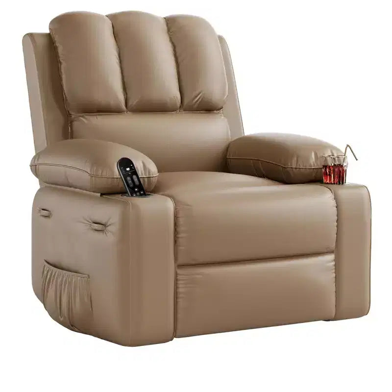 Oversized Recliner Chairs with Heat and Massage - Swivel Lazy Recliner Chair for Adults- Manual Chair with Cup Holder, Bedrooms and Nurseries