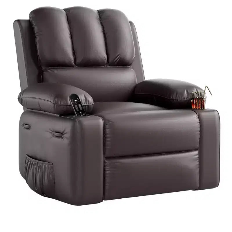 Oversized Recliner Chairs with Heat and Massage - Swivel Lazy Recliner Chair for Adults- Manual Chair with Cup Holder, Bedrooms and Nurseries
