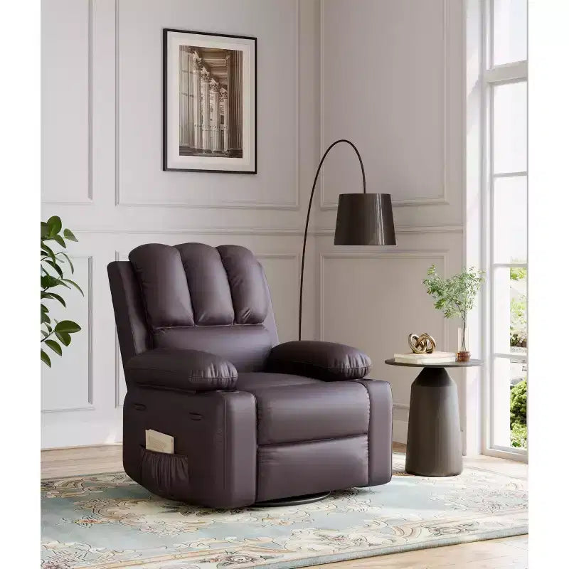 Oversized Recliner Chairs with Heat and Massage - Swivel Lazy Recliner Chair for Adults- Manual Chair with Cup Holder, Bedrooms and Nurseries