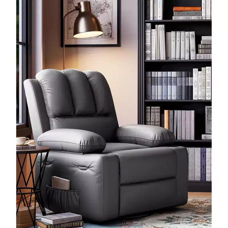 Fauteuils inclinables surdimensionnés avec fonction de chaleur et de massage - Fauteuil inclinable pivotant pour adultes - Fauteuil manuel avec porte-gobelet, pour chambres et crèches